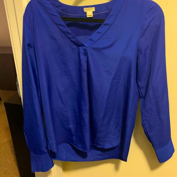 J. Crew Electric Blue Drapey Blouse - Picture 2 of 8
